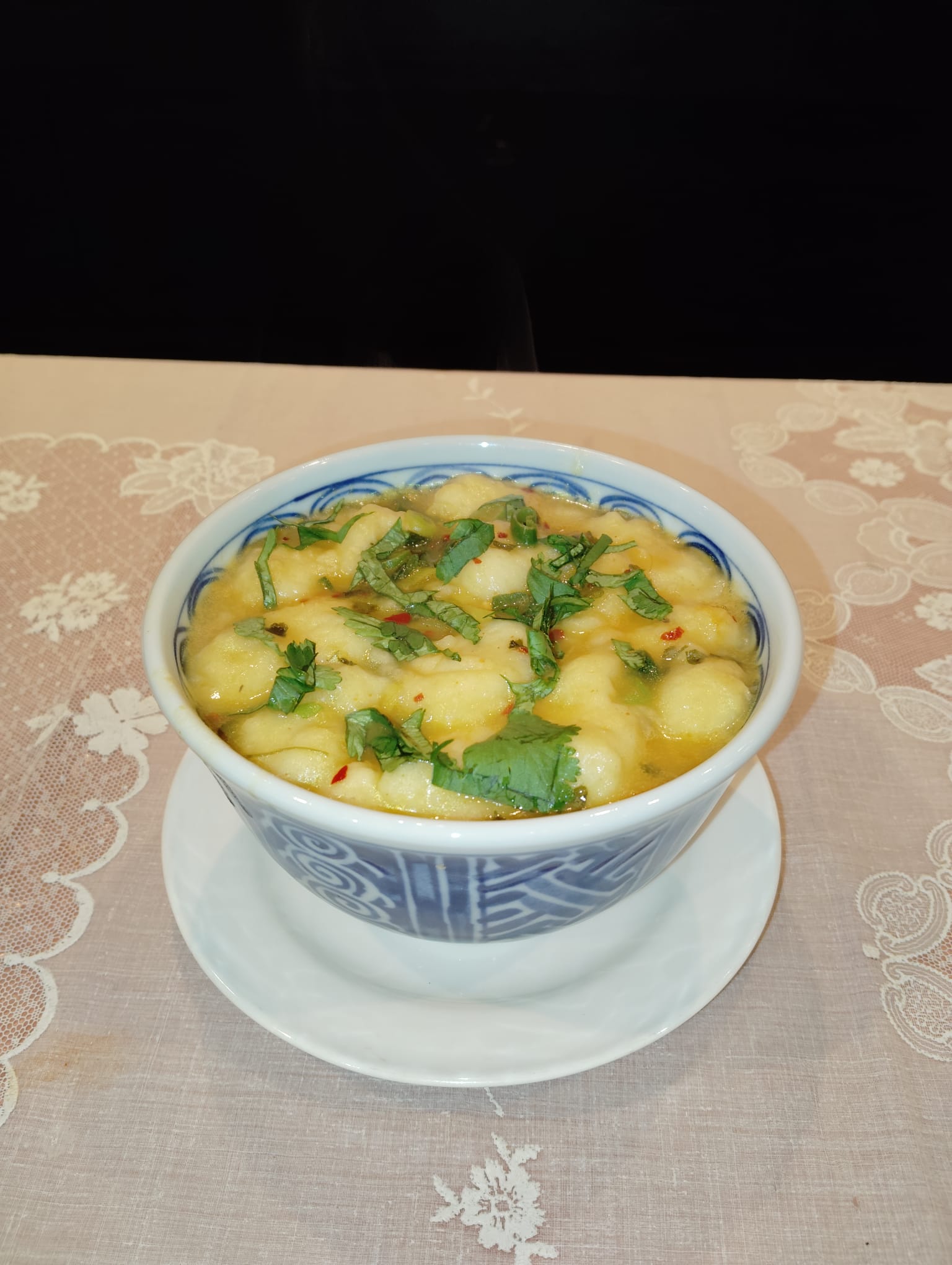Khaja style plate with bread and curry